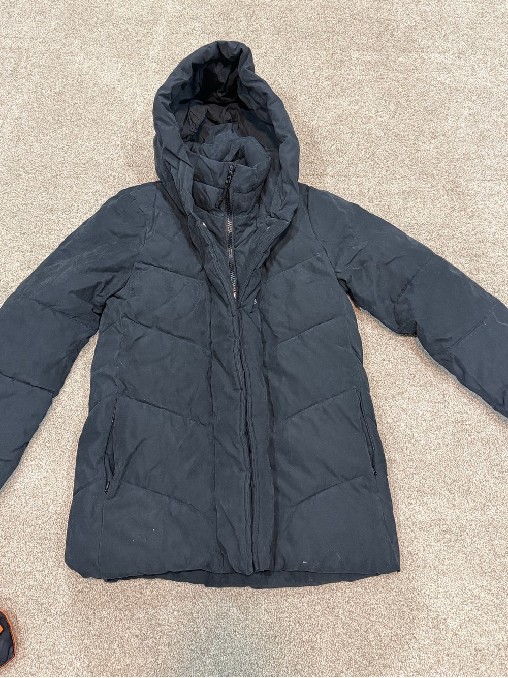 Abercrombie & Fitch Black Hooded Puffer Coat